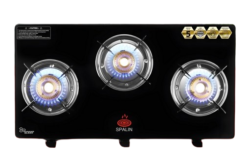 Spalin Gas Cook top Three Burner Black Glass